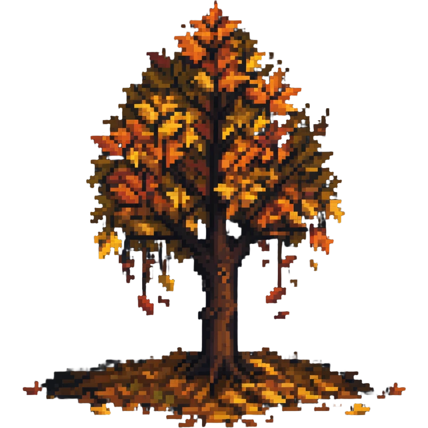 colorful autumn tree with falling leaves emoji