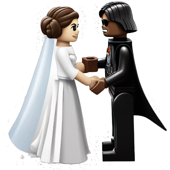 Lego Princess Leia and Darth Vader get married emoji