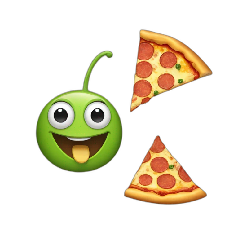 Una rana con una pizza emoji