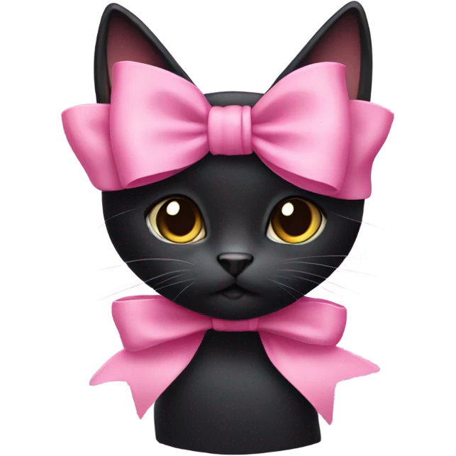 Black cat with pink how  emoji