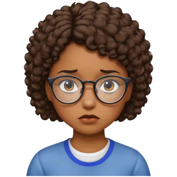 FROWN EXPRESSION WITH GLASSES GIRL emoji
