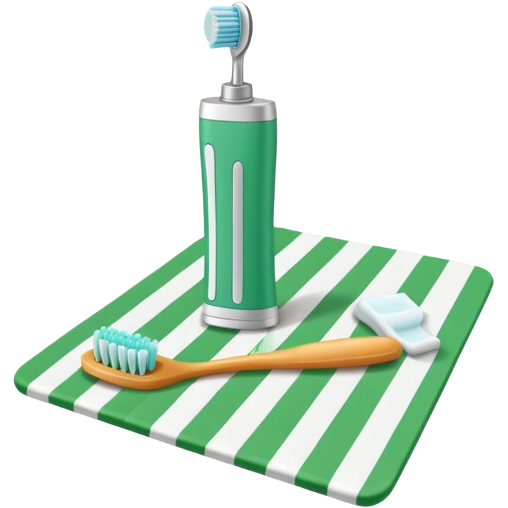 Toothbrush and toothpaste with  green Salah mat emoji