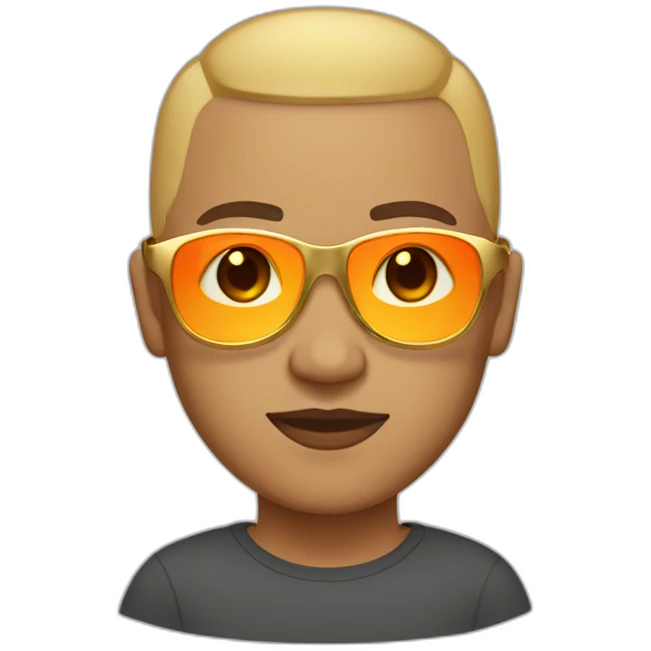 light skin buzz cut with gold small glasses with orange lens emoji