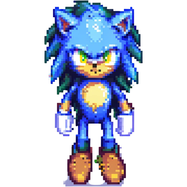 Change Sonic's eyes to yellow, keep pixel art style, no background emoji