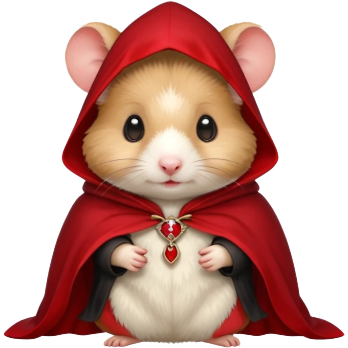 { "type": "object", "look": "hamster in red collar cloak", "description": "a vampire hamster wearing a red collar cloak, no hand" } emoji