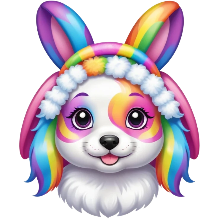 Lisa Frank Easter bunny headband on dog emoji