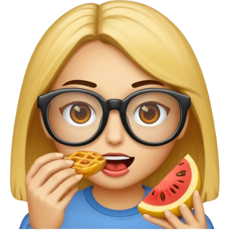 Cara con gafas comiendo emoji