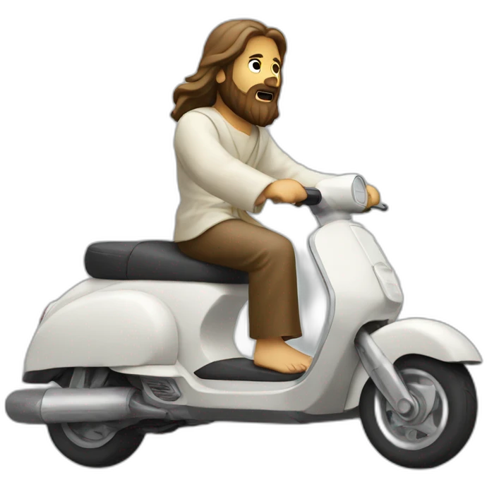 Jesus riding on a scooter emoji