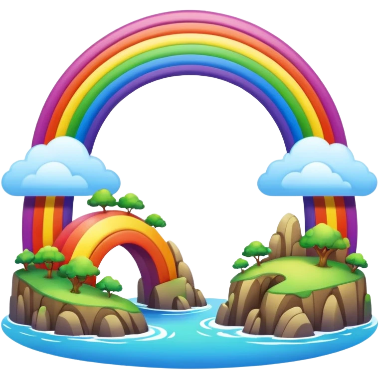 Rainbow Bridge – Arched rainbow connecting flying islands. emoji