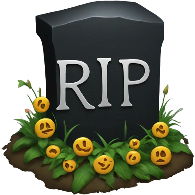 a black grave with the letters RIP emoji