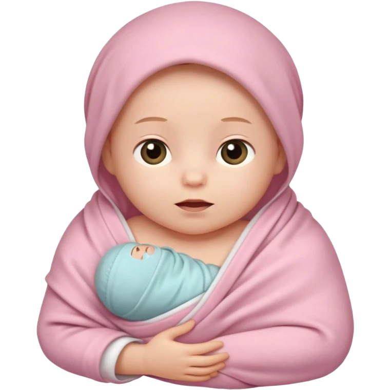 Newborn baby swaddled in a light pink blanket emoji