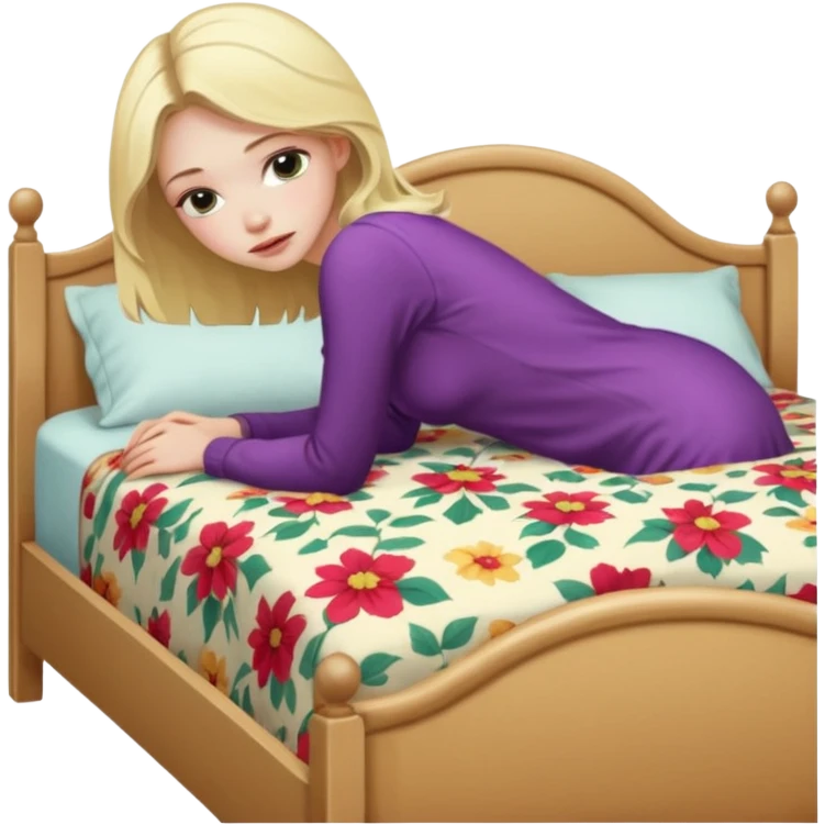 Blonde girl bent over on a bed emoji