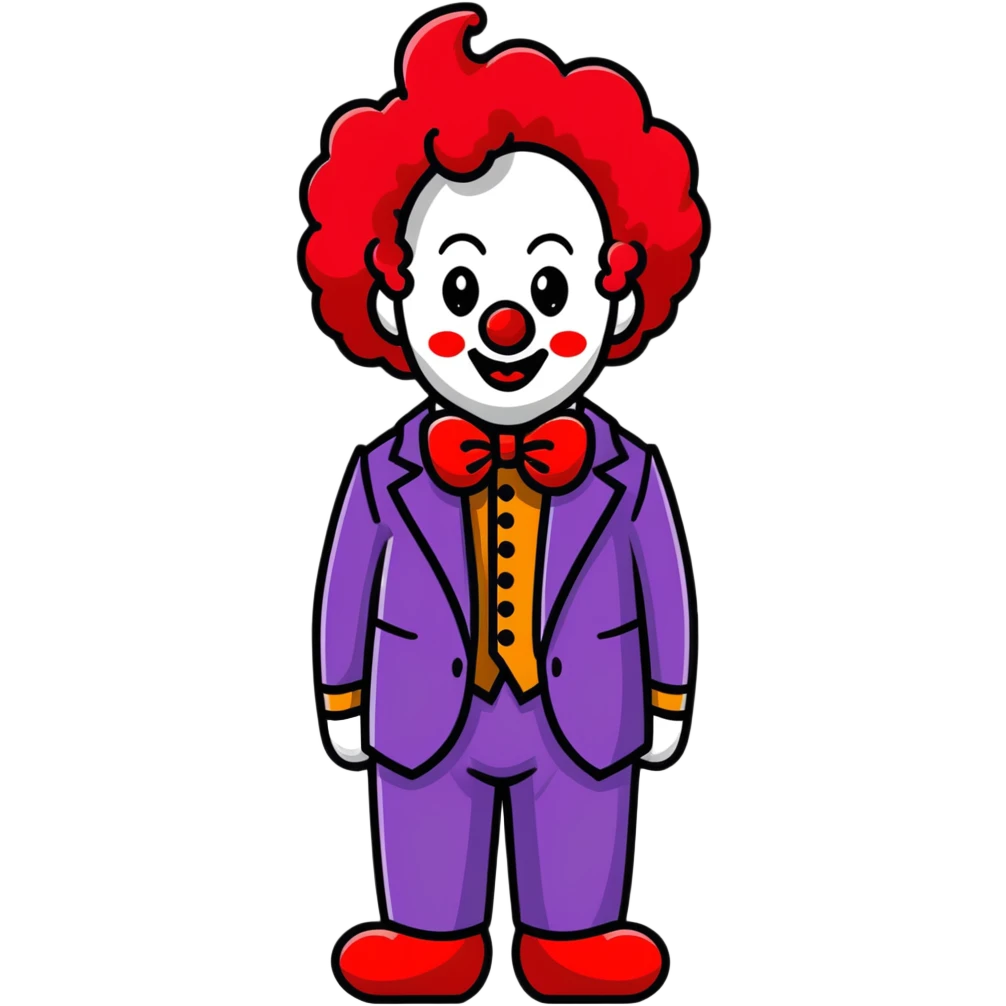 clown with bright red curly hair and white-red striped suit emoji