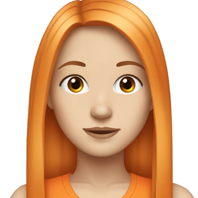 A white girl with orange and straight hair alao she has brown eyes emoji