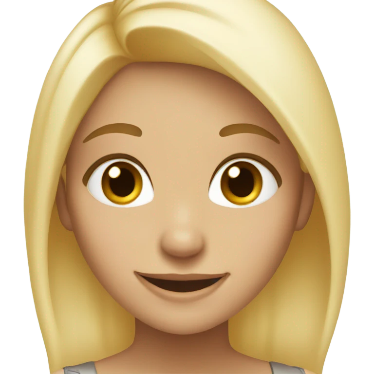 smiling girl with blonde hair brown eyes emoji