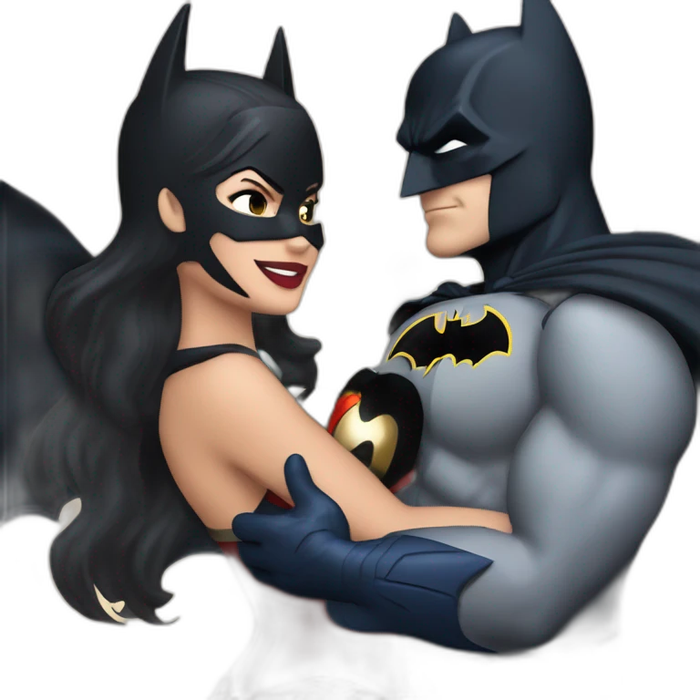 Batman hugging wonderwoman and catwoman emoji