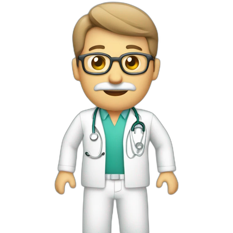 medico de 60 año haciendo una ecografía abdominal emoji