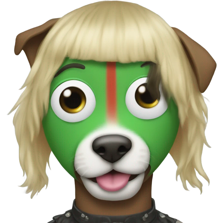 elon musk with a clown face and green nose with a dollar sign on it and puppy dog tongue and ears like an egirl emoji