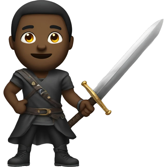 black man holding a sword emoji