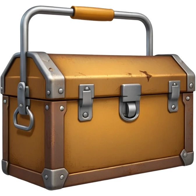 3D old Brown golden toolbox filled with files emoji