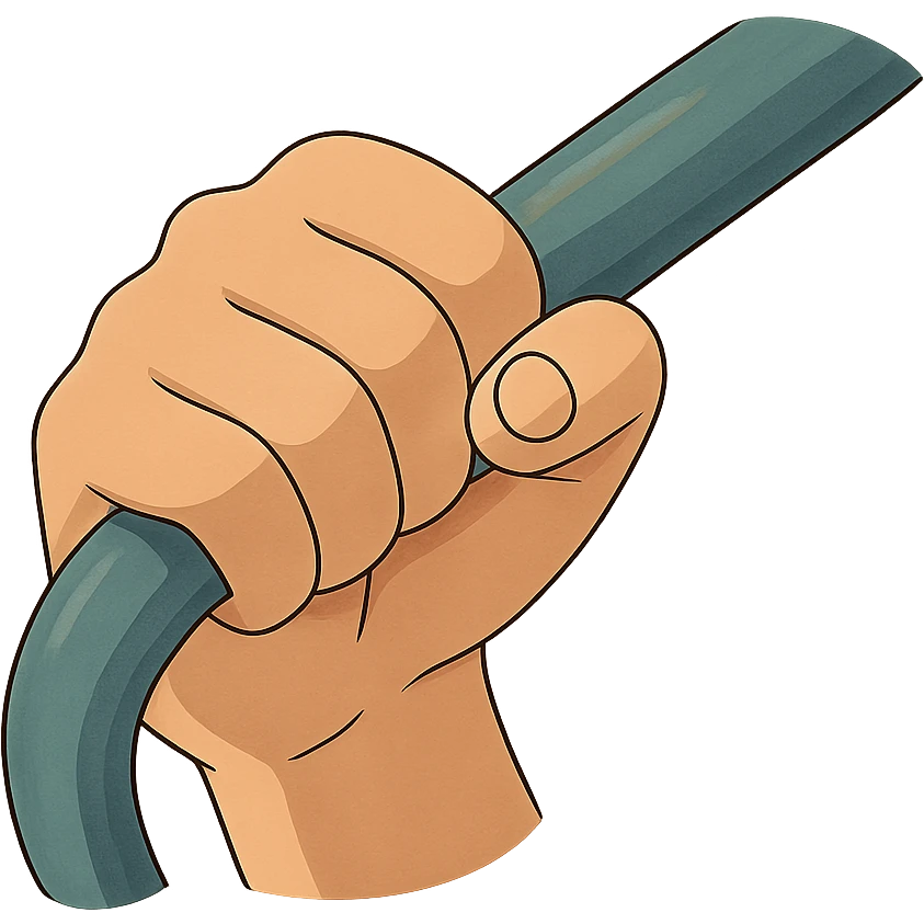 ghibli style hand gripping a handle emoji