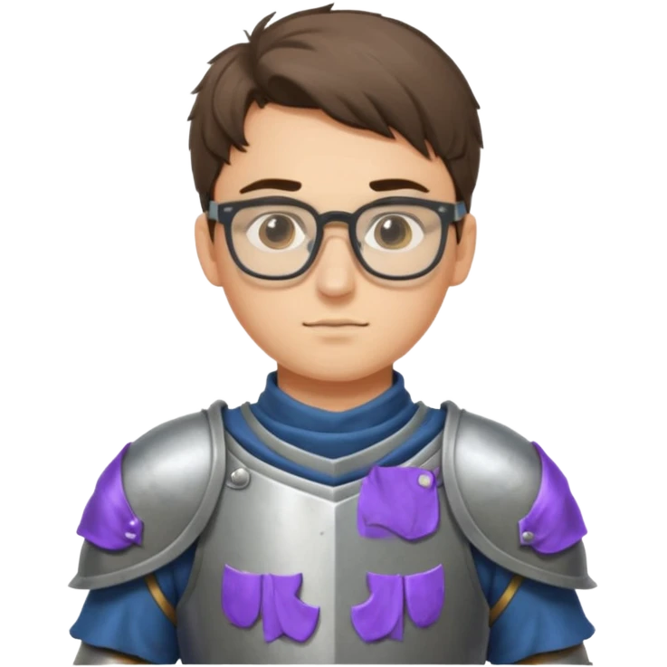 Young knight polishing armor, wearing glasses — glasses slipping down emoji