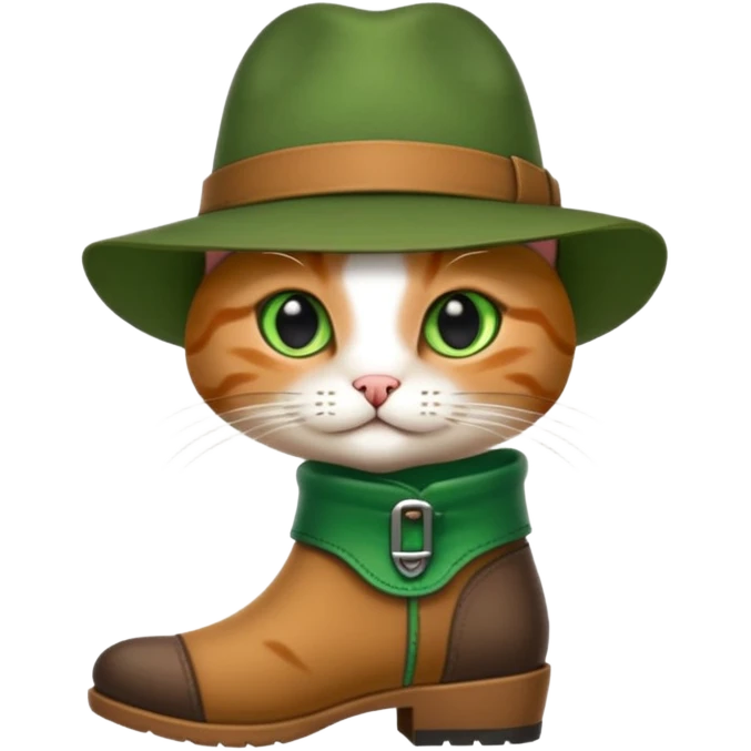 Un chat avec des botte et un chapeau  emoji