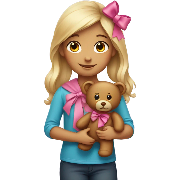 Girl teddy bear with bow  emoji