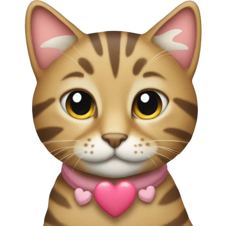 Sitting tabby cat with hearts around it  emoji