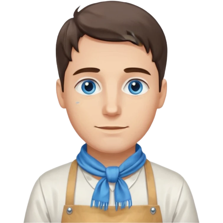 hold men blue eyes, apron painting scarf emoji