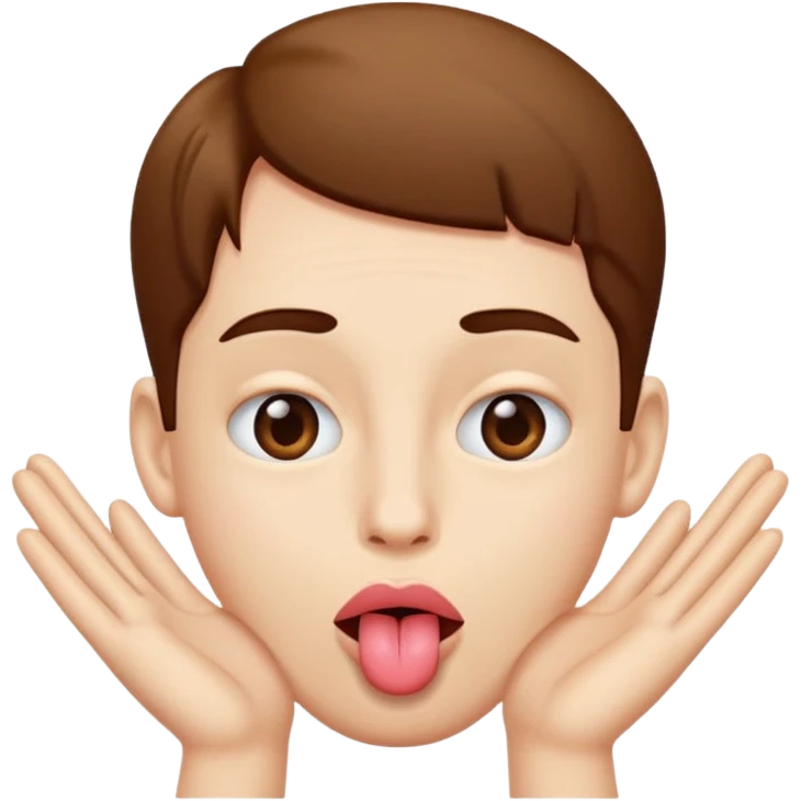 Do a quirky face with tongue out with a hand on either side of the face going out away from the face  emoji