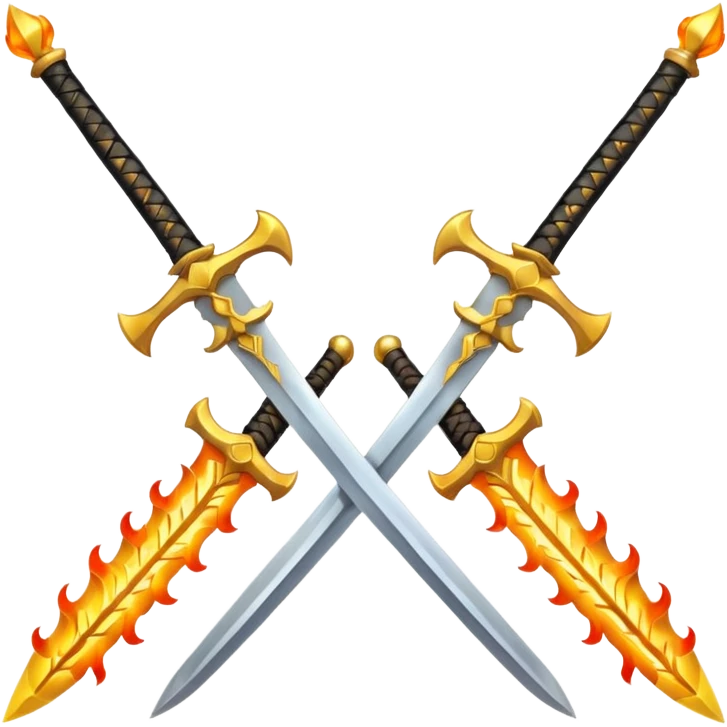 Two fiery royal golden swords crossed emoji