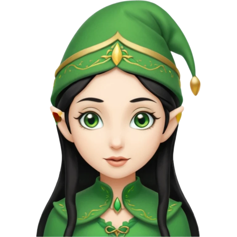elf girl with elf hat, black hair emoji