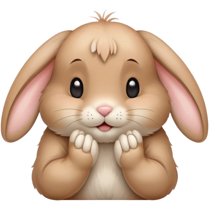 “A shy little bunny covering its face with its paws, blushing cheeks, drooping ears, soft pastel tone, transparent background.” emoji