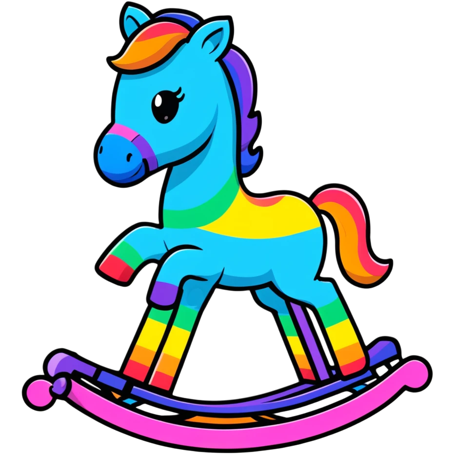Rainbow gradient rocking horse toy emoji