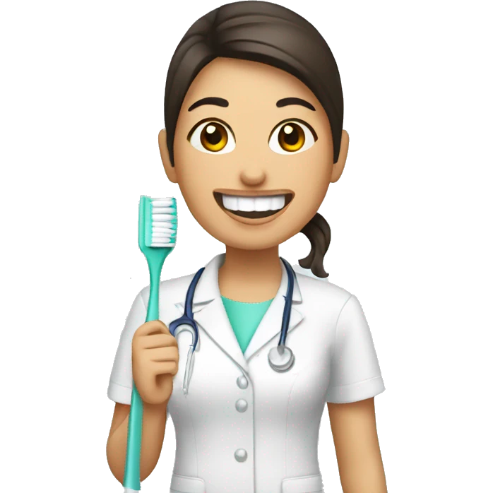 a latina dentist with a toothbrush and teeth  emoji