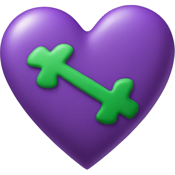 The right side of the heart is purple and the left side is green emoji