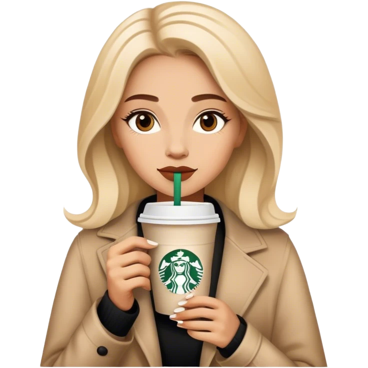 Fashion woman drinking starbucks coffee emoji