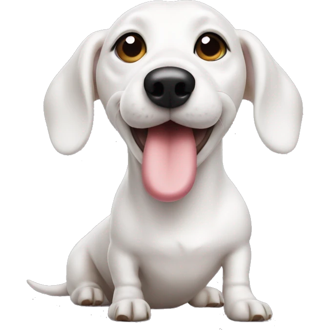 White sausage dog blowing a kiss emoji