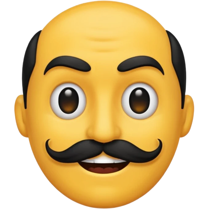 Create a Chinese smile emoji. Use the regular smile emoji and update its looks accordingly. the smile should contain an evil smile with a long Chinese like mustache emoji