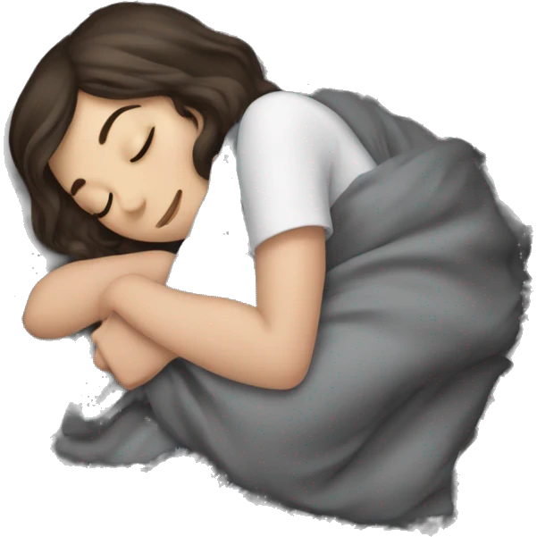 Brunette girl sleeping with grate dane emoji