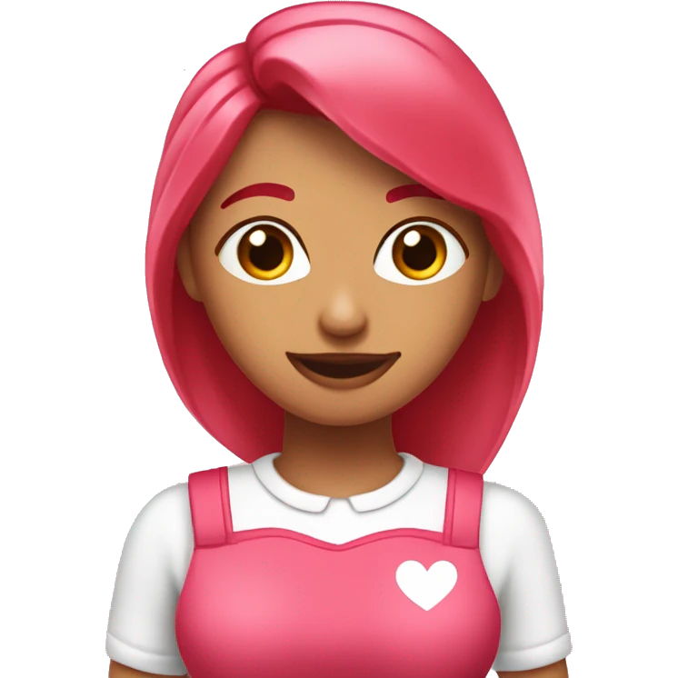 Chica cabello café con blusa rosa dando un corazón rojo emoji