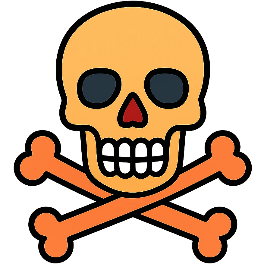 Human skull, bones, front view emoji