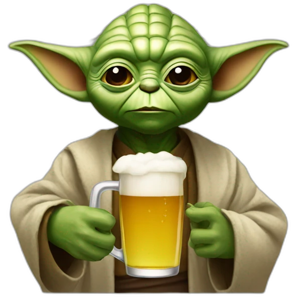 Yoda drink a beer emoji