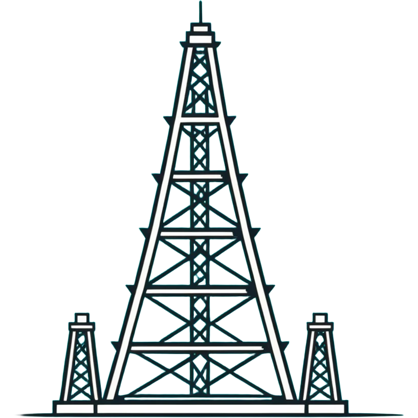 Oil derrick tower, minimalist design with soft gradients in sky blue, teal green, white, and light gray emoji