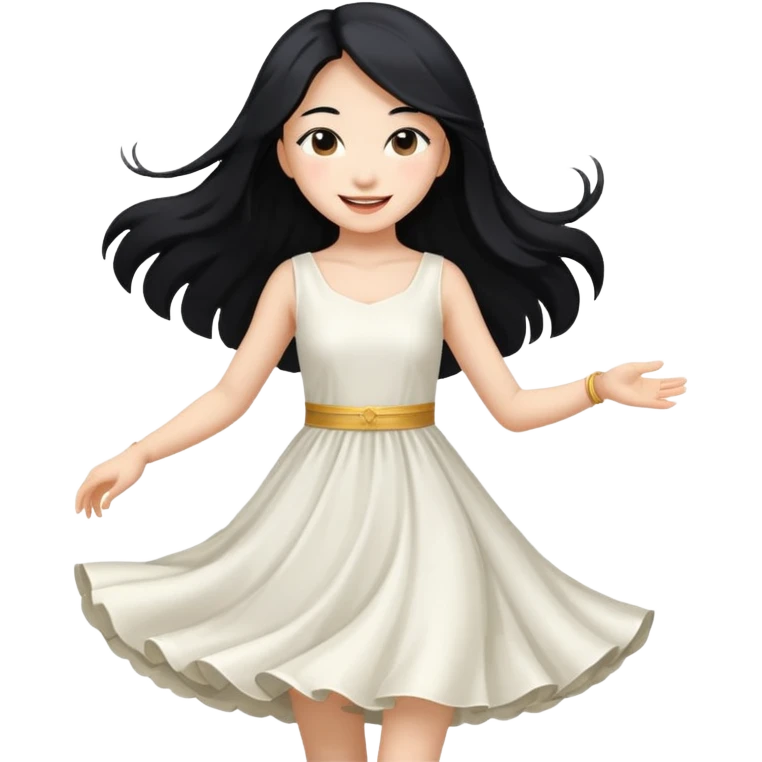 aisan girl with long black and white girl with blonde hair going to dance emoji