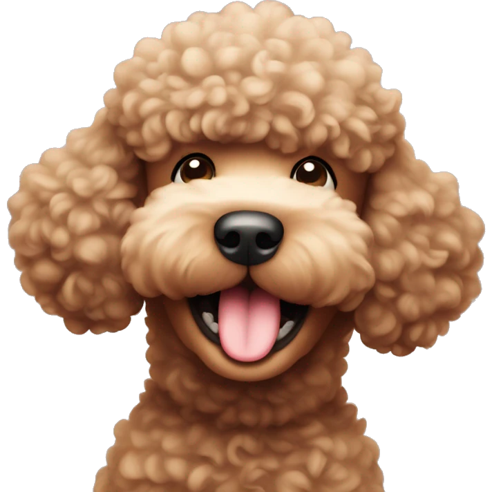 Chubby brown poodle winking emoji