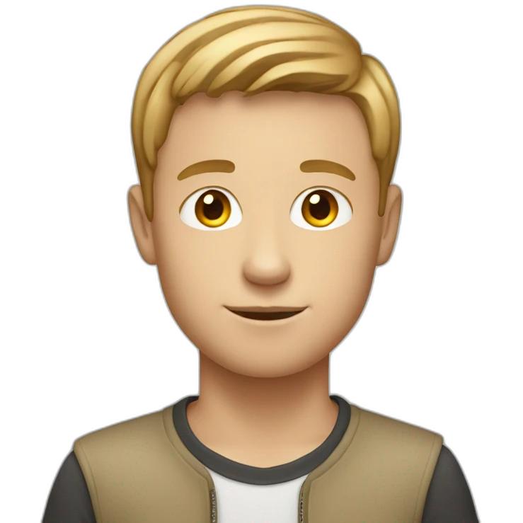 white boy with light brown straight short hair and apple laptop emoji