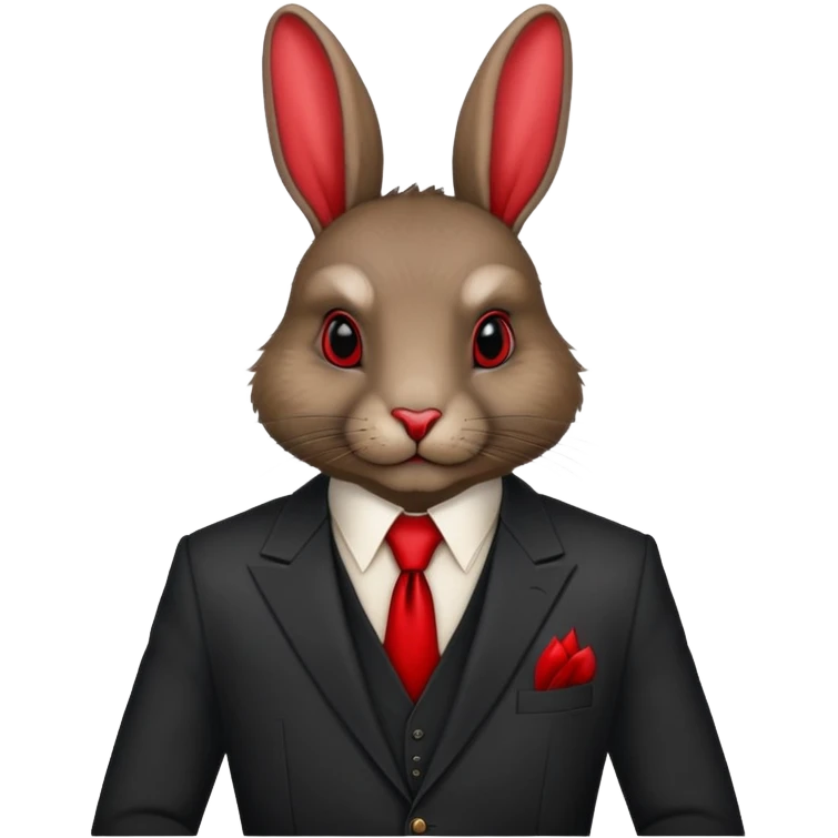 Coonskin black rabbit with lipstick red lips is a male gangster in a n Italian suit emoji