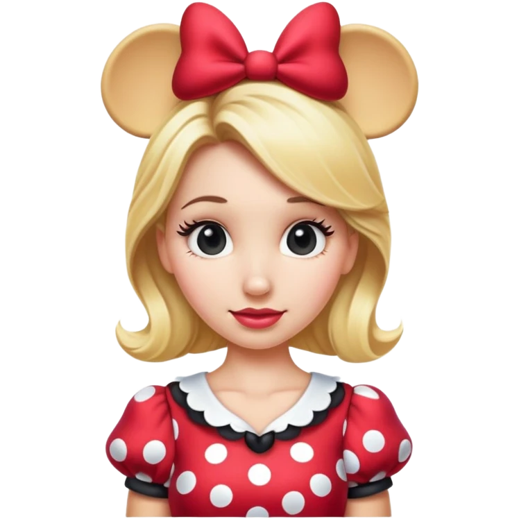 Blonde hair woman wearing Minnie Mouse dress  emoji